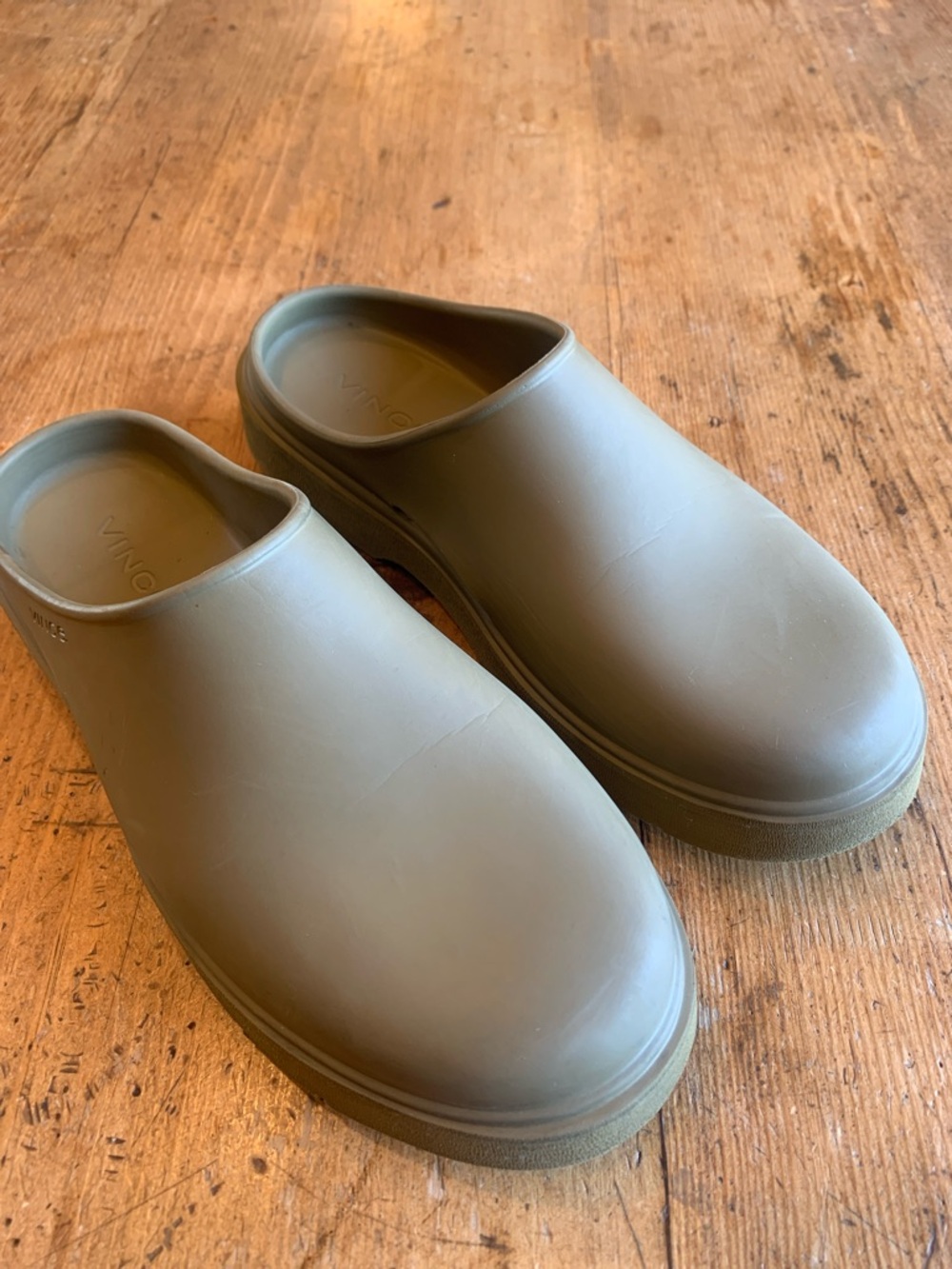 Vince Olive Green Slip-On Clogs